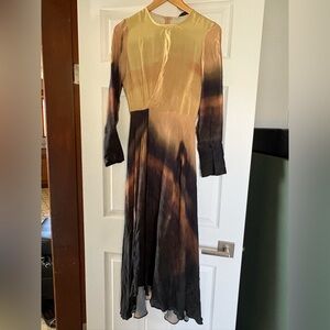 zara tie dye dress long sleeve Zara Women's Black/White Long Sleeve Midi Dress Tie-Dye Style Fashion Size  - M